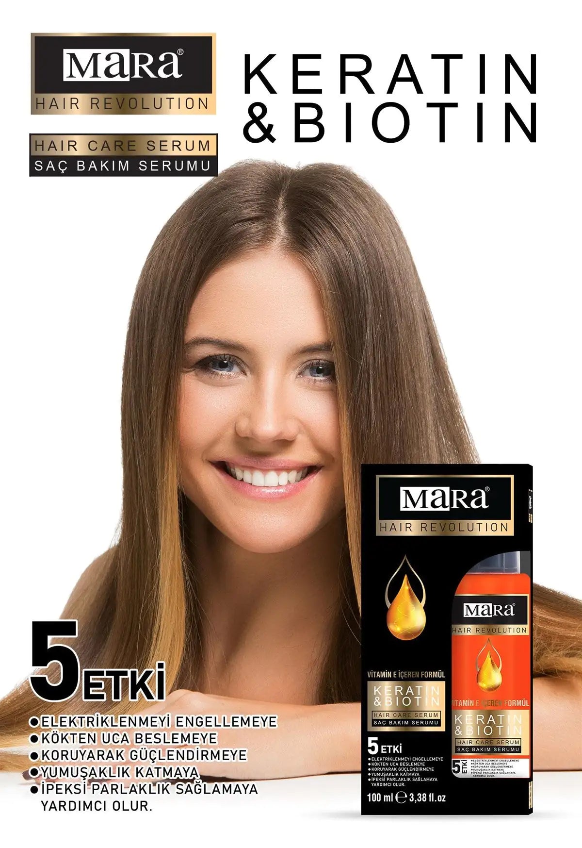 Sérum de soins capillaires Mara Kératine et biotine 100 Ml