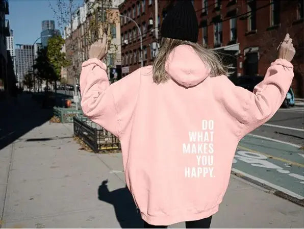 Sweat à capuche sport avec imprimé « Faites ce qui vous rend heureux »