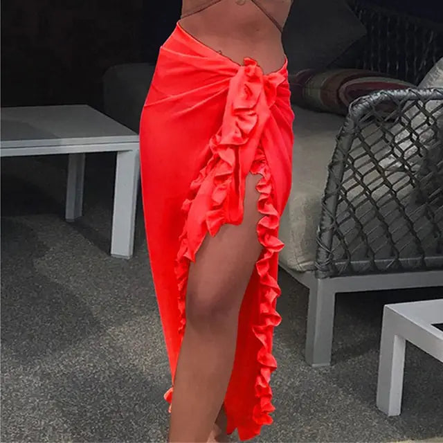 Robe portefeuille sarong de plage en mousseline de soie