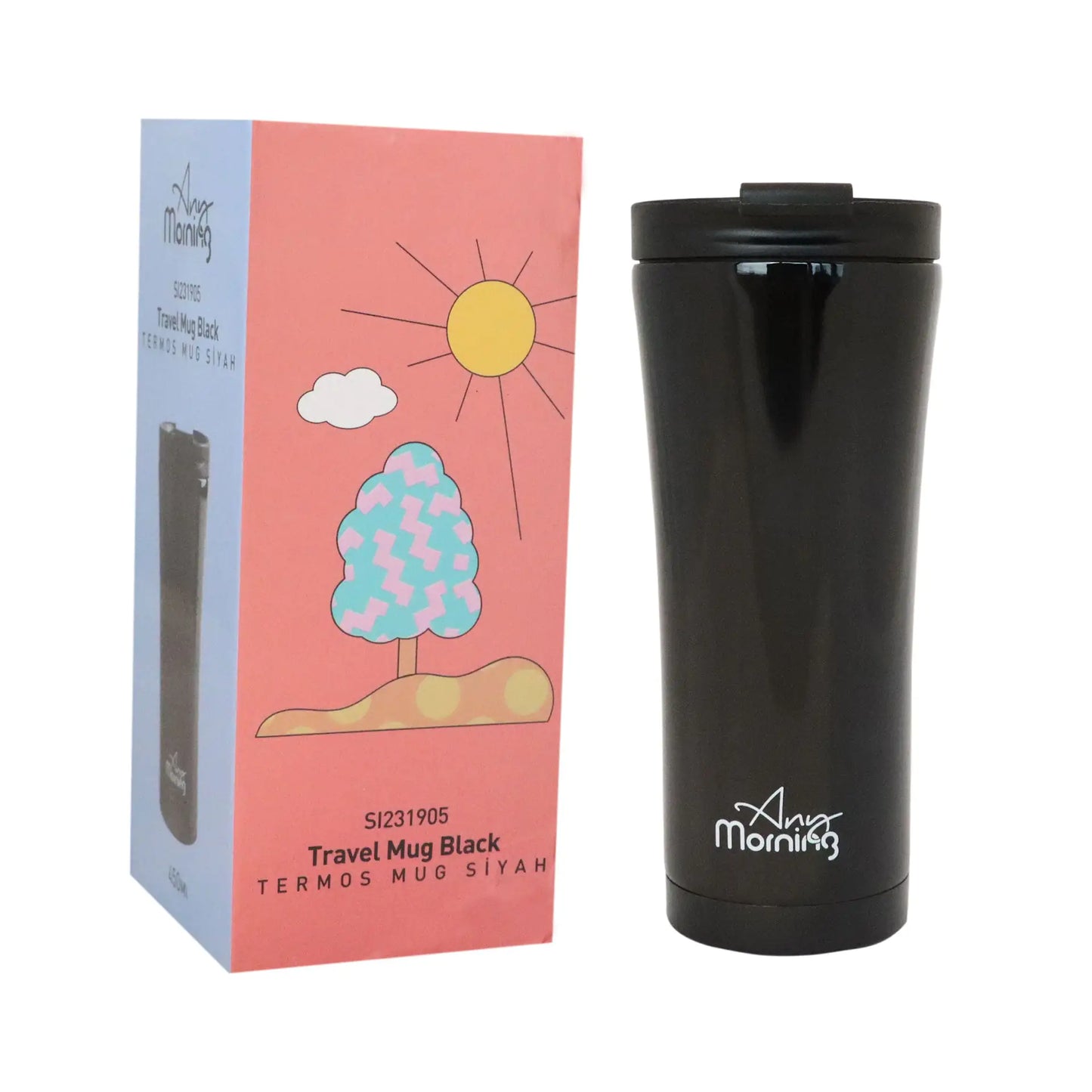 N'importe quel matin SI231905 Tasse de voyage, 15 oz, noir