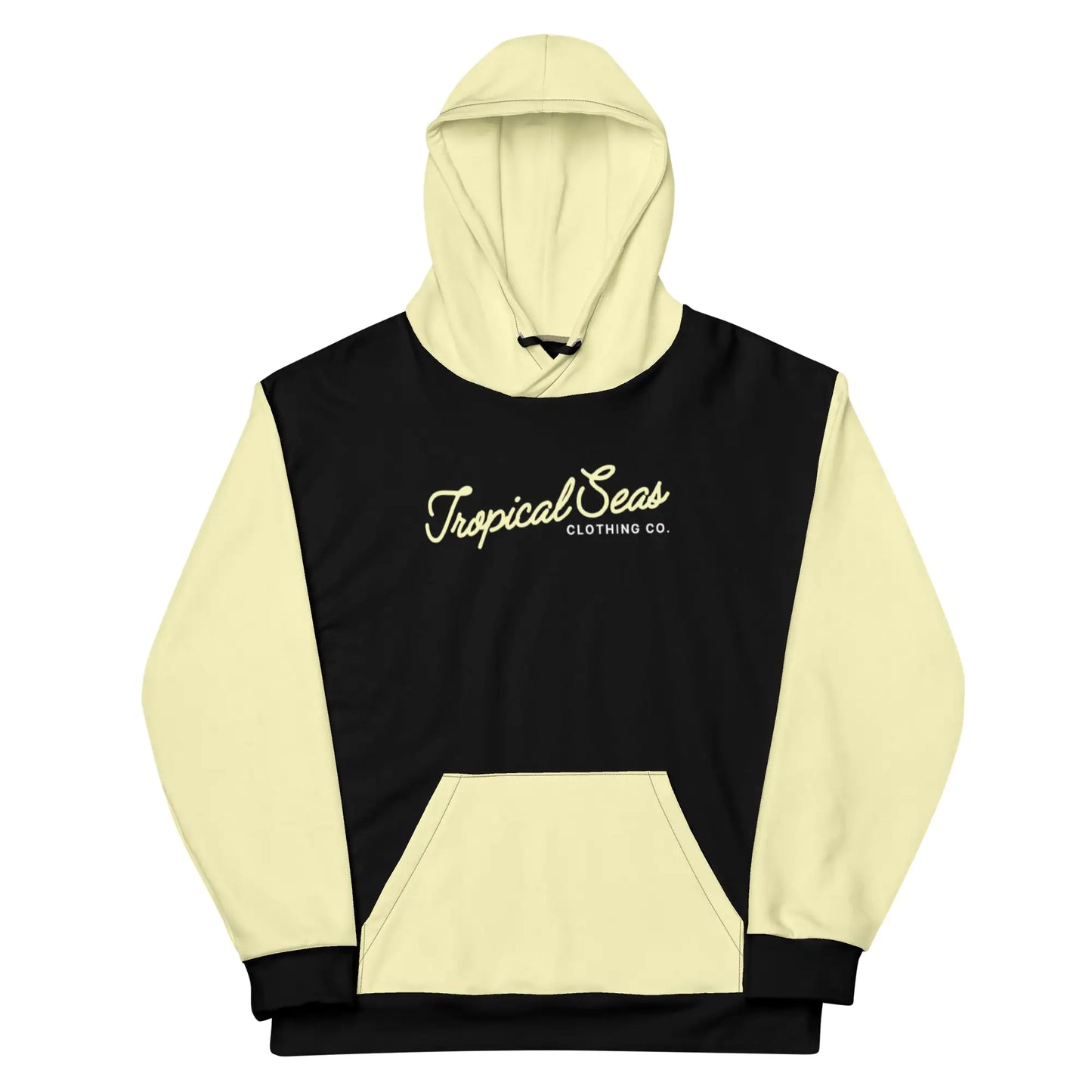 Sweat à capuche à deux tons de la mer tropicale jaune crème