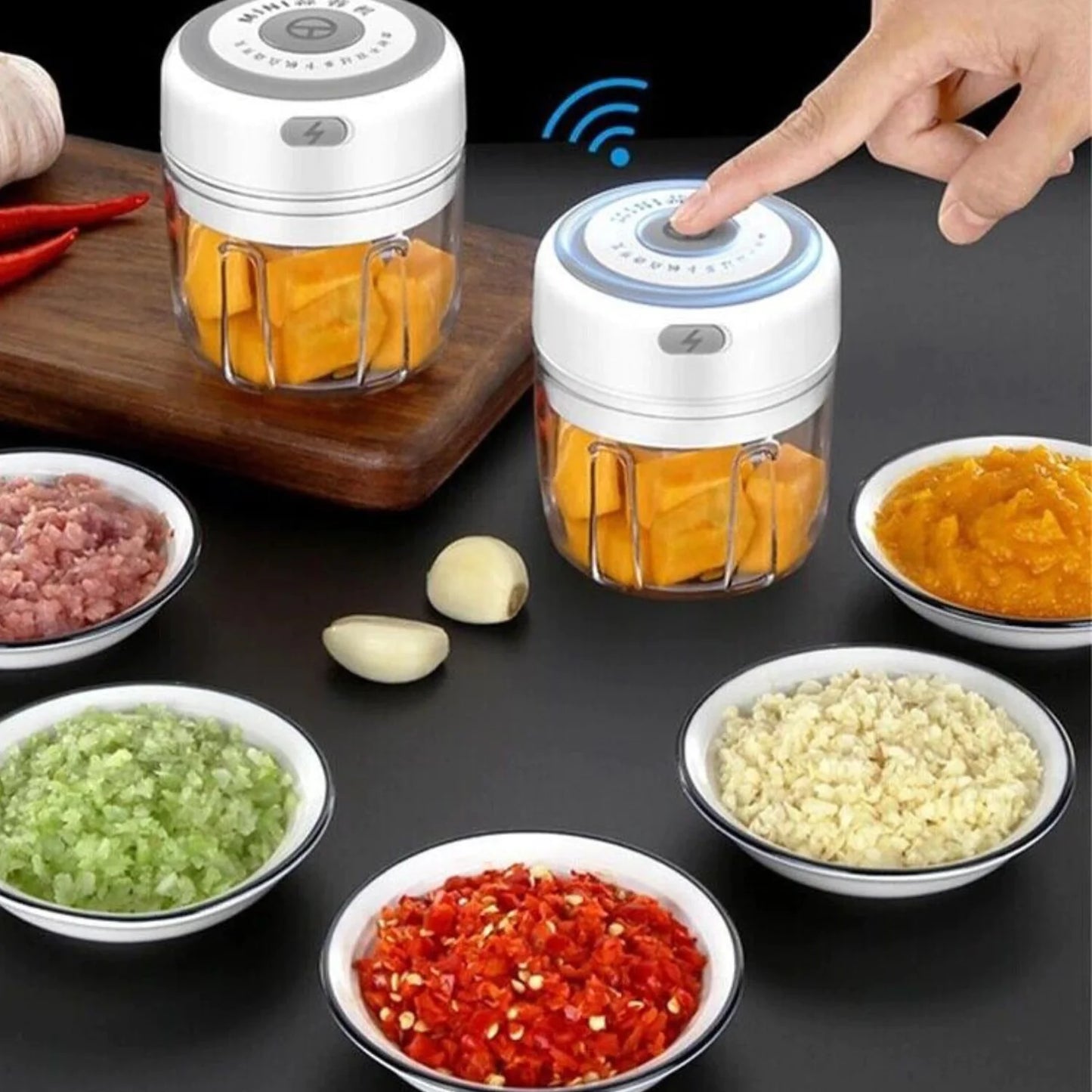 Électrique 300ML Ail Presse Chopper Chili Oignon Fruits Viande Hachoir Mélangeur Mélangeur