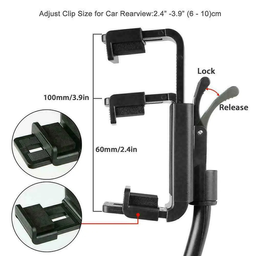 Universal 360° Car Rearview Mirror Mount Stand Cradle Pour Téléphone Portable GPS
