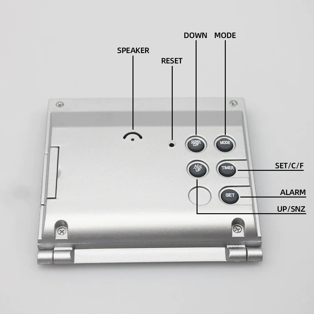 Réveil de voyage numérique Horloge LCD à température pliable Minuterie de bureau compacte Nouveau