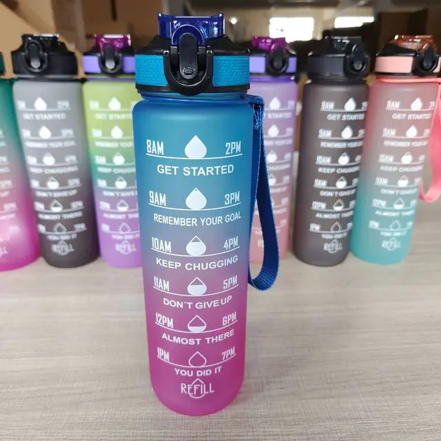 Bouteille d'eau de 1 litre Bouteille d'eau de sport de motivation étanche