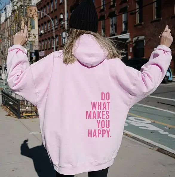 Sweat à capuche sport avec imprimé « Faites ce qui vous rend heureux »