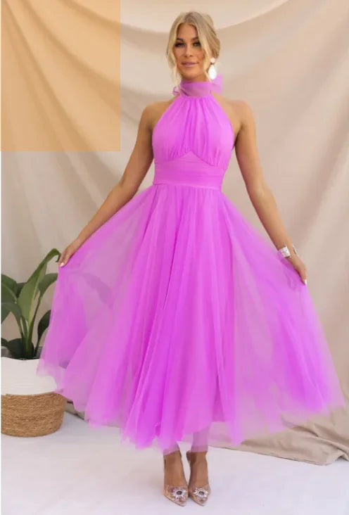 Robe décontractée à col roulé pour femmes en maille à col licou