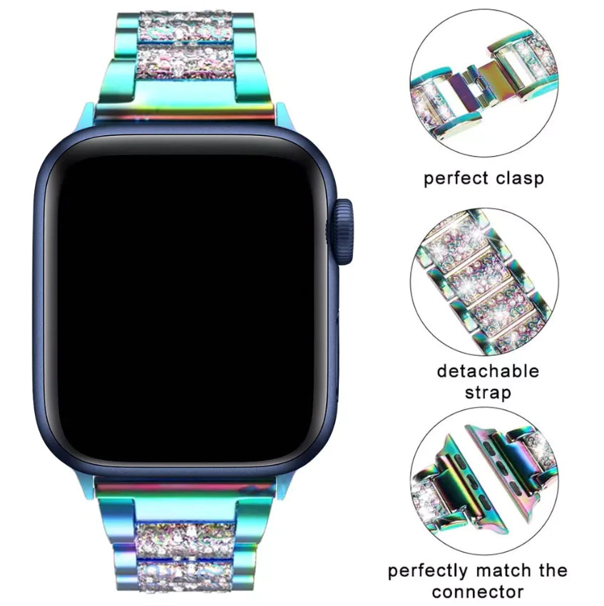Crystal Bling Band Case iWatch Strap pour Apple Watch Ultra Series 8 7 SE 6 5 4 3