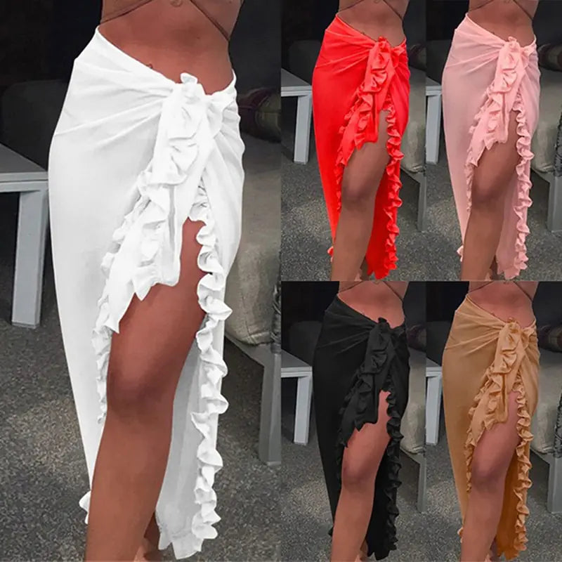Robe portefeuille sarong de plage en mousseline de soie