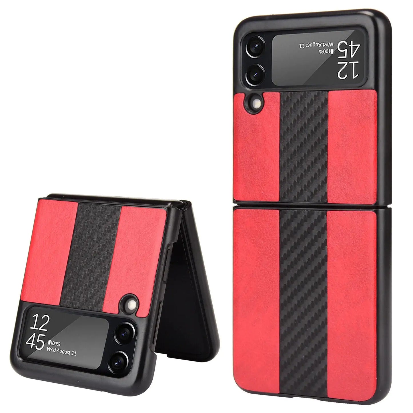 Pour Samsung Galaxy Z Flip 3 5G Housse de téléphone en cuir pliant mince et antichoc