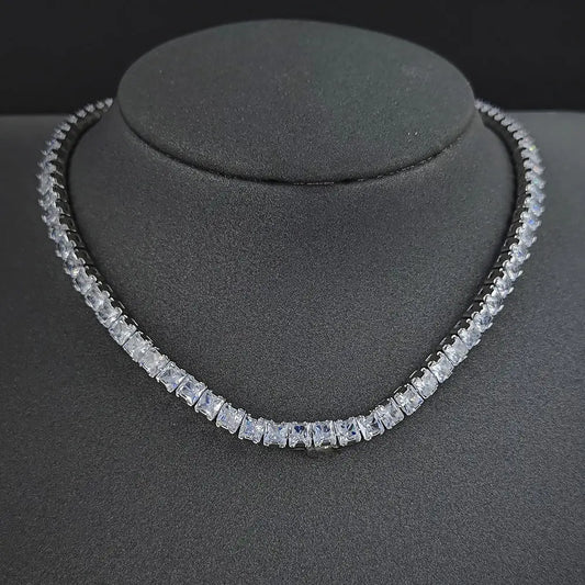 Carré à la mode 4mm CZ 45cm Chaîne Hip Hop Argent