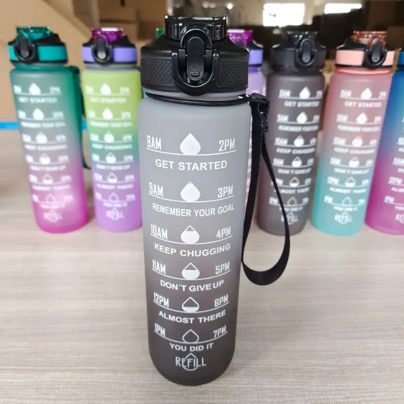 Bouteille d'eau de 1 litre Bouteille d'eau de sport de motivation étanche