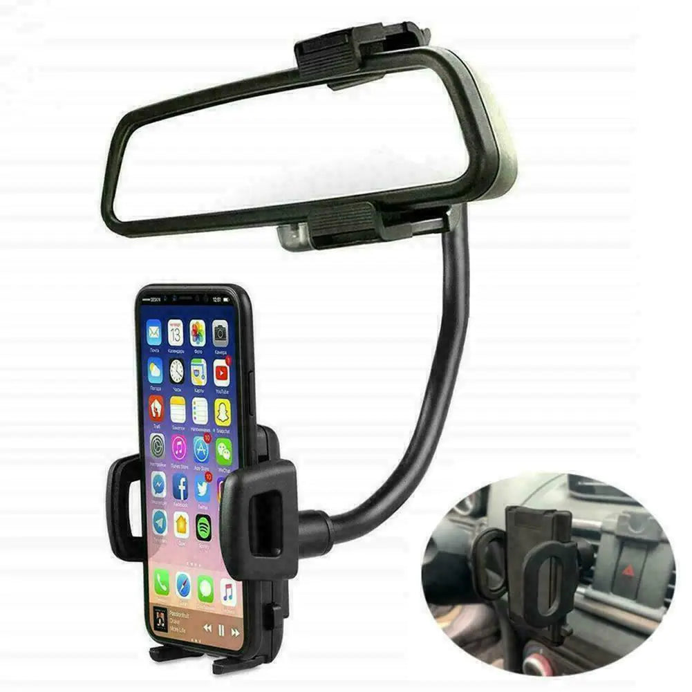 Universal 360° Car Rearview Mirror Mount Stand Cradle Pour Téléphone Portable GPS