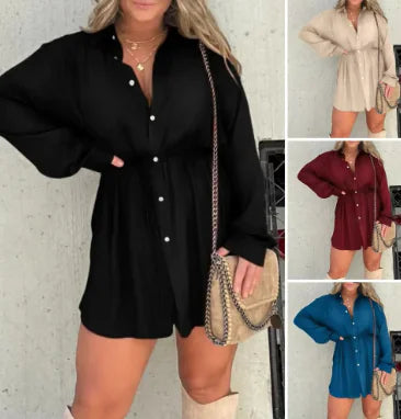 Robe barboteuse à col en V pour femme