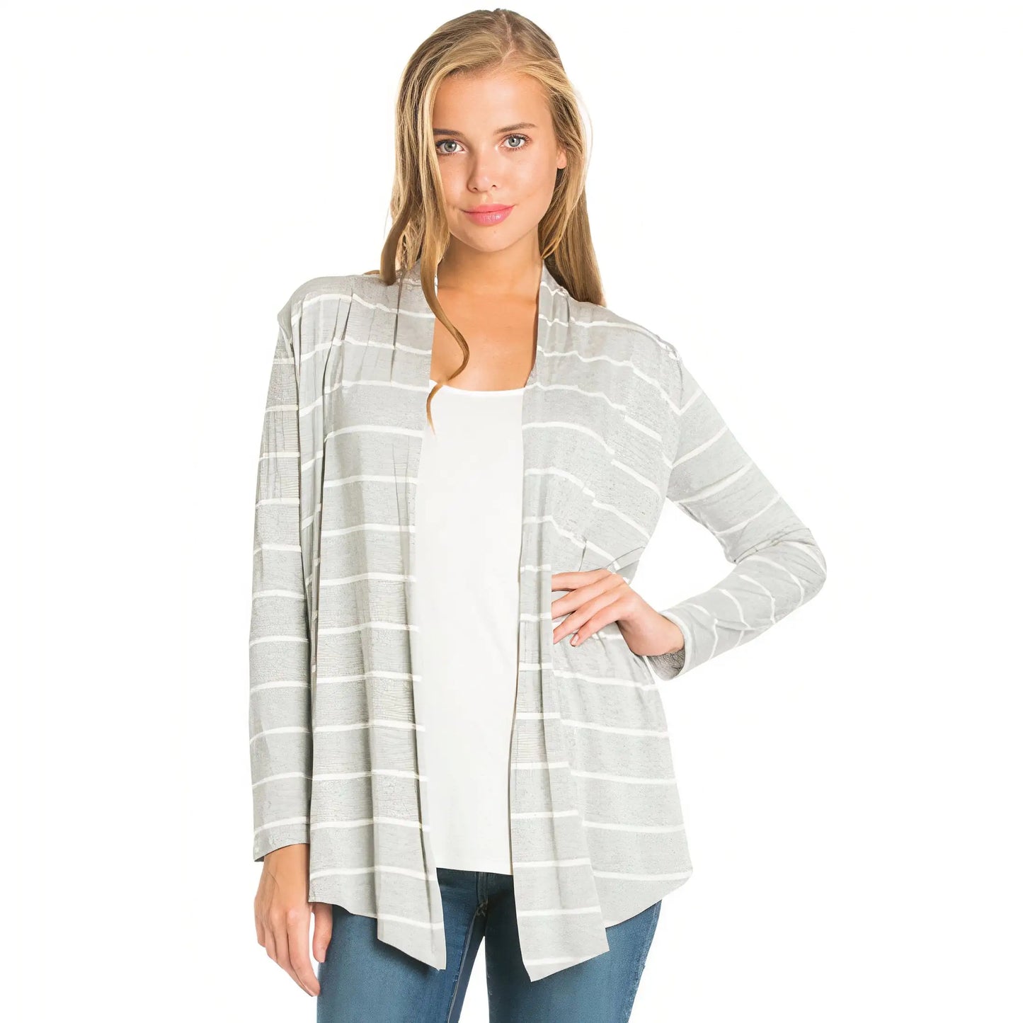 Cardigan à rayures - Gris