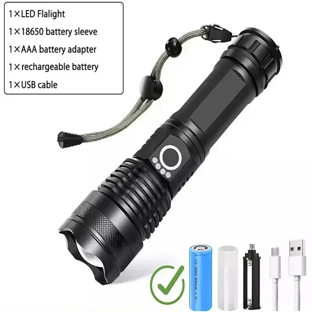 Lampe de poche LED haute puissance XHP100 Lampe de poche rechargeable