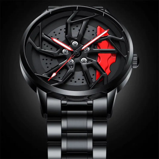 Montre pour homme à roue de voiture tournante à 360°