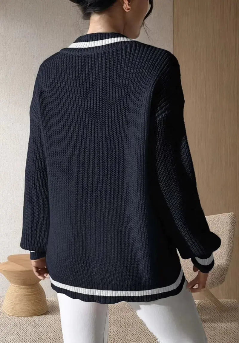 Gilet pull tricoté à col en V