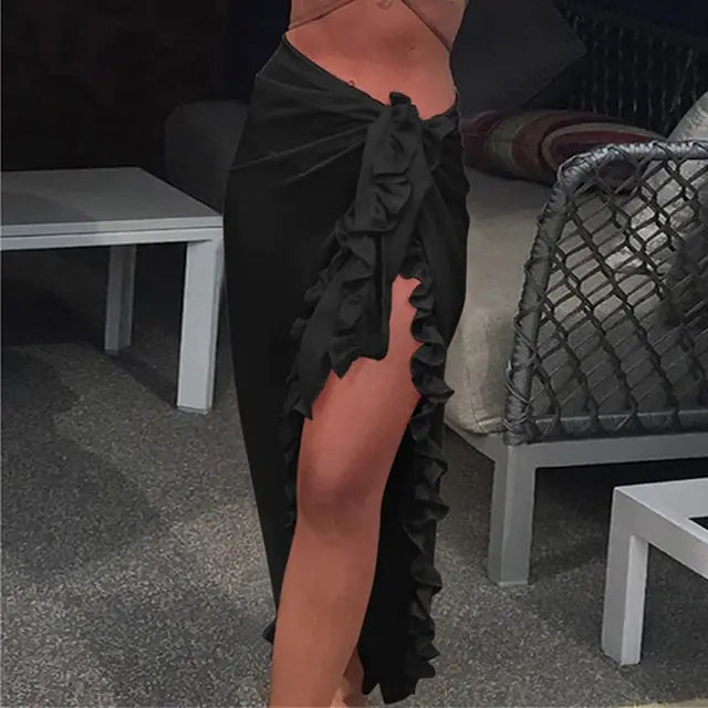 Robe portefeuille sarong de plage en mousseline de soie