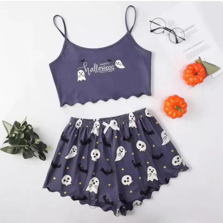 Ensemble de pyjama en polyester confortable pour femmes d'Halloween