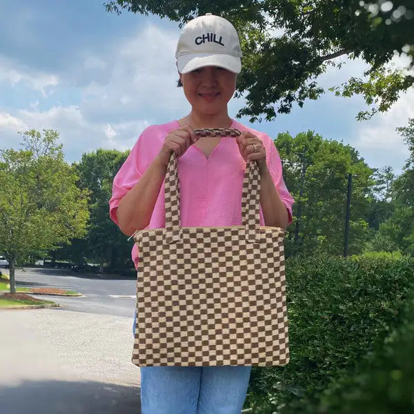 Sac fourre-tout à carreaux