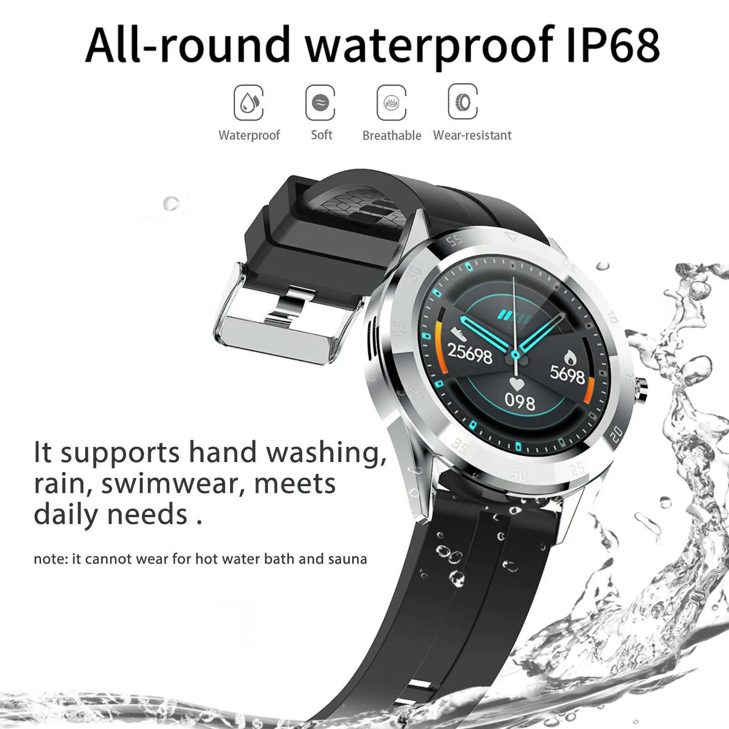 Waterproof Bluetooth Smart Watch Phone Mate Heart Rate Tracker Pour iOS Android