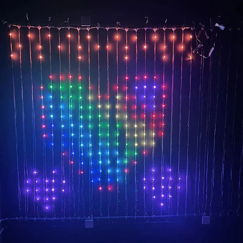 LED Bluetooth Smart RGB Curtain Lights - DIY Fairy Light Garland pour les fêtes, les mariages et la décoration de Noël