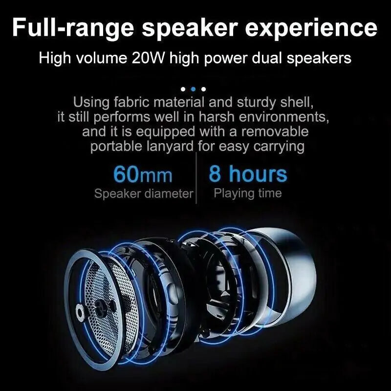 Haut-parleur Bluetooth Sans Fil Étanche Extérieur Stéréo Basse USB/TF/FM Radio LOUD