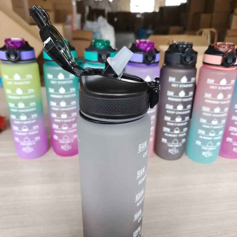 Bouteille d'eau de 1 litre Bouteille d'eau de sport de motivation étanche