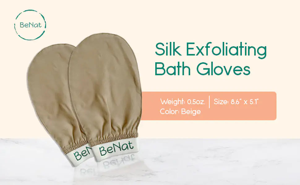 Gants de bain exfoliants en soie