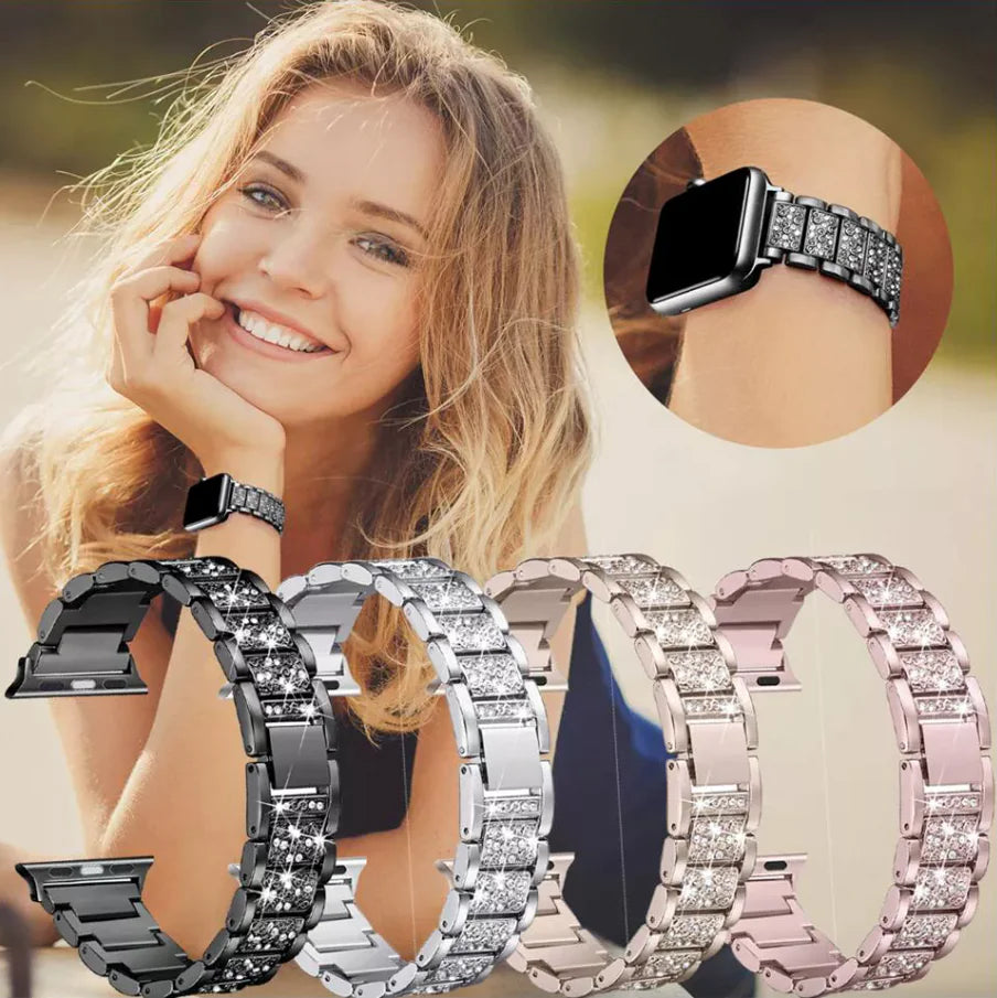 Crystal Bling Band Case iWatch Strap pour Apple Watch Ultra Series 8 7 SE 6 5 4 3