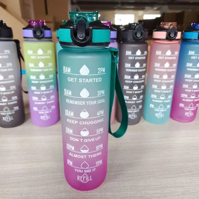 Bouteille d'eau de 1 litre Bouteille d'eau de sport de motivation étanche