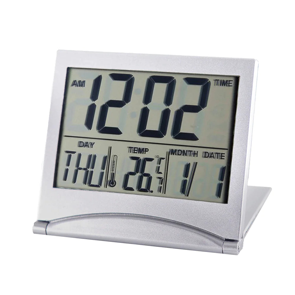 Réveil de voyage numérique Horloge LCD à température pliable Minuterie de bureau compacte Nouveau