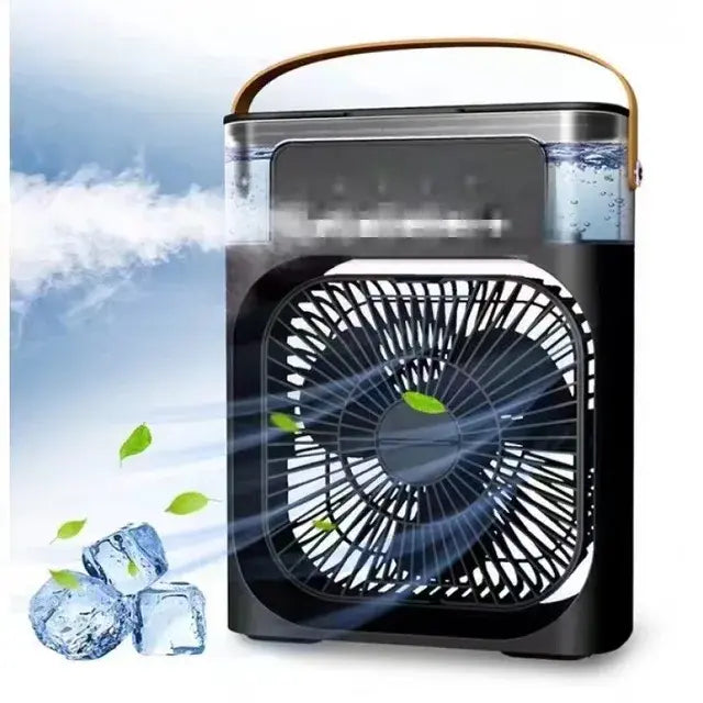 Ventilateur électrique USB 3-en-1 portable avec veilleuse à LED et humidificateur de brouillard d'eau
