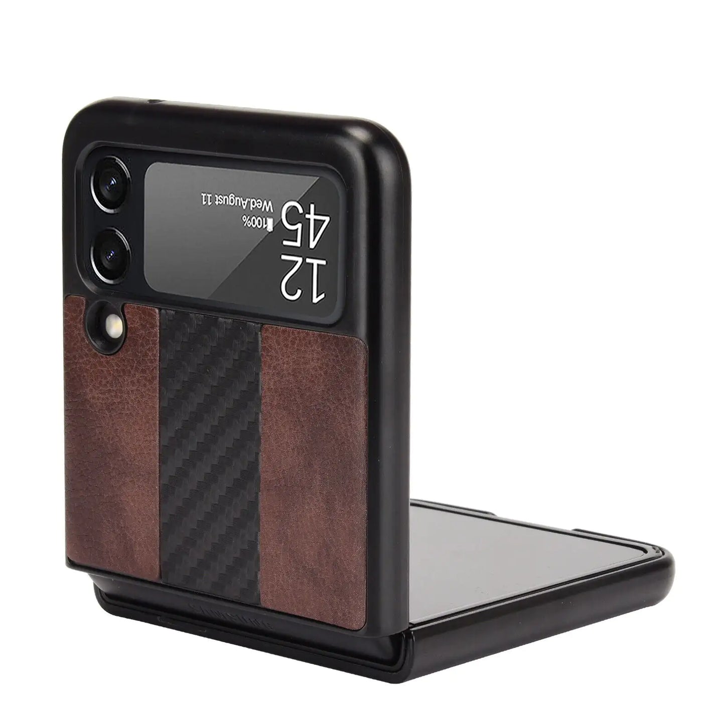 Pour Samsung Galaxy Z Flip 3 5G Housse de téléphone en cuir pliant mince et antichoc