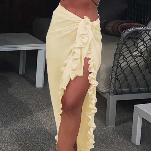 Robe portefeuille sarong de plage en mousseline de soie