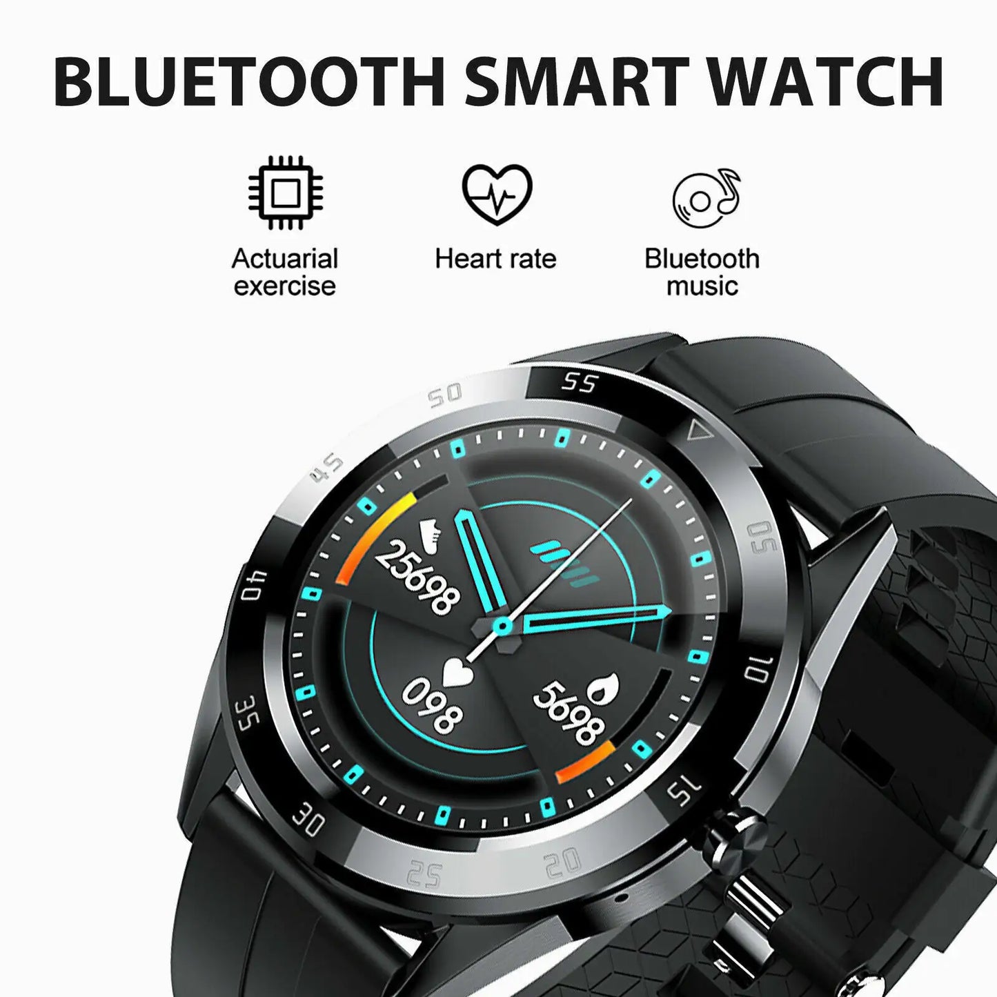 Waterproof Bluetooth Smart Watch Phone Mate Heart Rate Tracker Pour iOS Android
