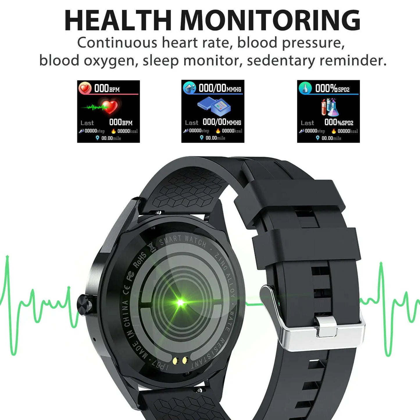 Waterproof Bluetooth Smart Watch Phone Mate Heart Rate Tracker Pour iOS Android