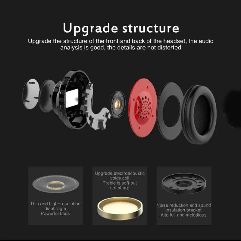 Casque Bluetooth sans fil Super Bass Écouteurs stéréo pliables Casques Micro