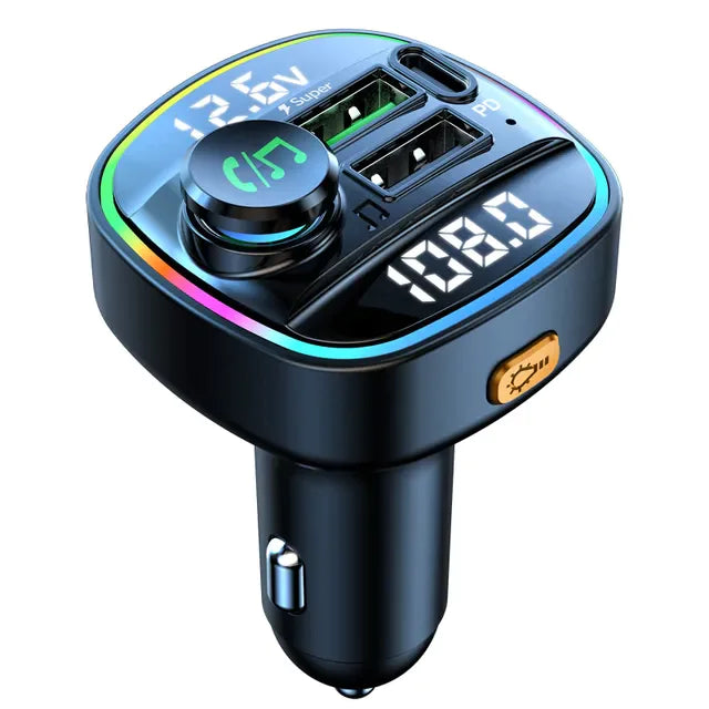 Bluetooth 5.0 Adaptateur d'émetteur FM sans fil de voiture Chargeur USB PD AUX Mains libres