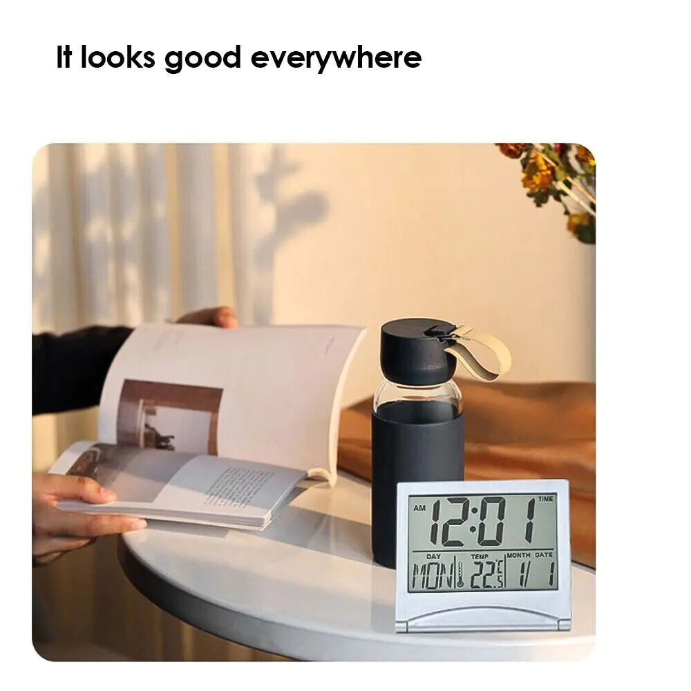 Réveil de voyage numérique Horloge LCD à température pliable Minuterie de bureau compacte Nouveau