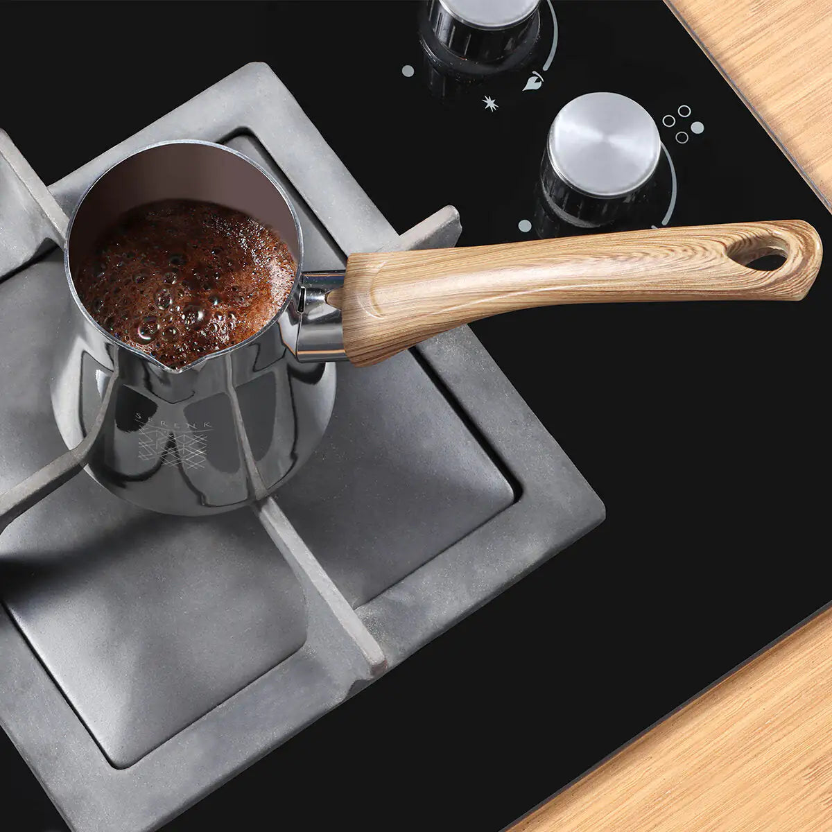 Serenk Définition Ensemble de cafetière en acier inoxydable de 4 pièces avec support