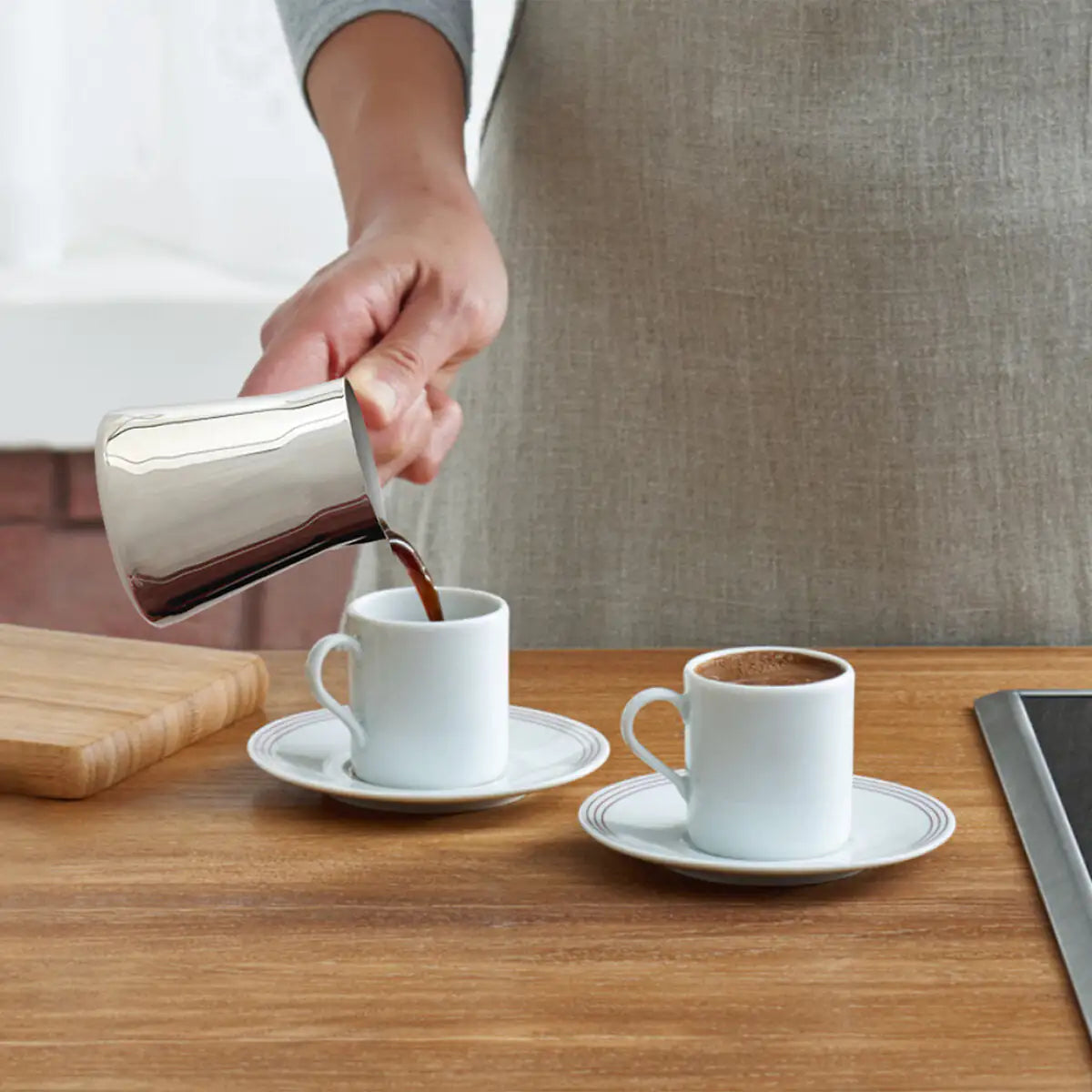 Serenk Définition Ensemble de cafetière en acier inoxydable de 4 pièces avec support