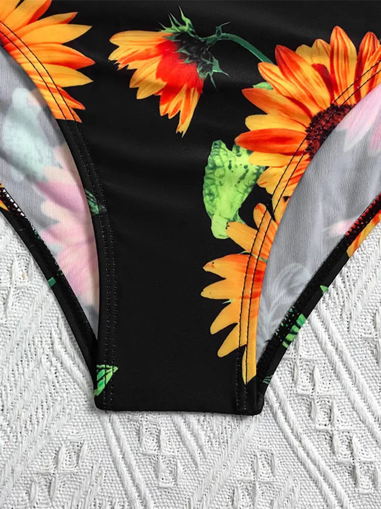 Ensemble de bikini taille haute à fleurs