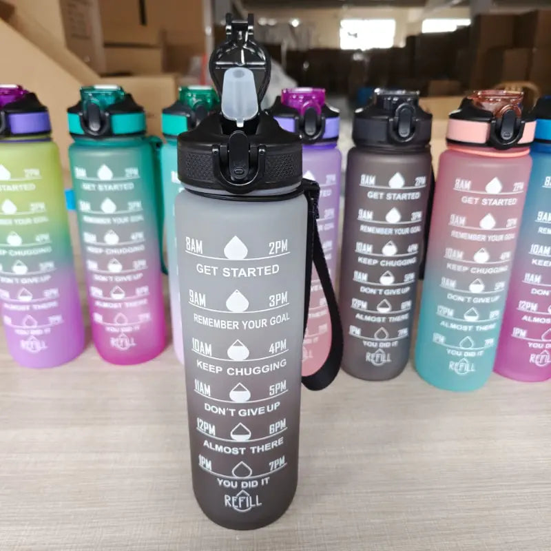 Bouteille d'eau de 1 litre Bouteille d'eau de sport de motivation étanche