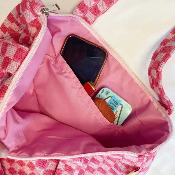Sac fourre-tout à carreaux