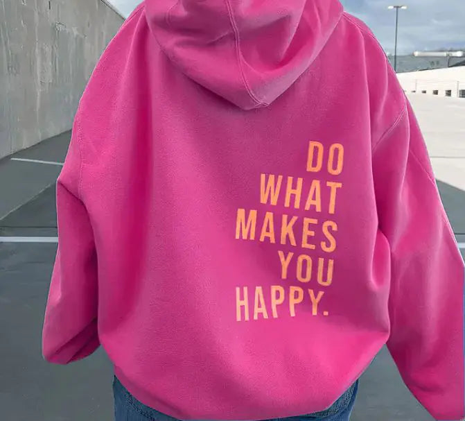 Sweat à capuche sport avec imprimé « Faites ce qui vous rend heureux »