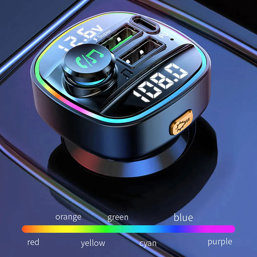 Bluetooth 5.0 Adaptateur d'émetteur FM sans fil de voiture Chargeur USB PD AUX Mains libres