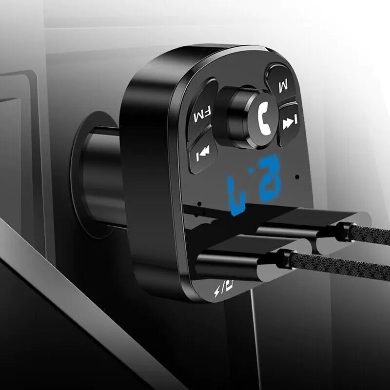 Transmetteur FM Bluetooth pour voiture sans fil Adaptateur de chargeur USB audio MP3 mains libres