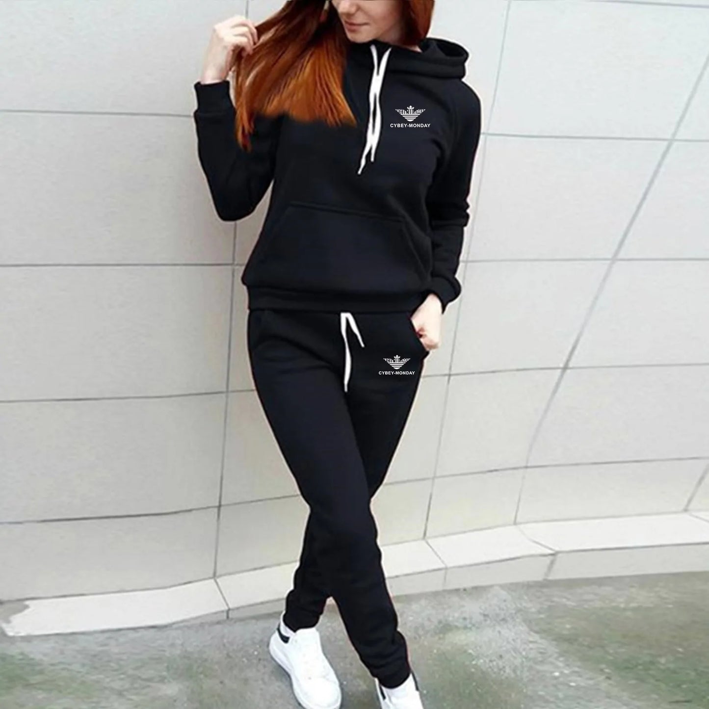 Ensemble à capuche deux pièces d'automne et d'hiver pour femmes